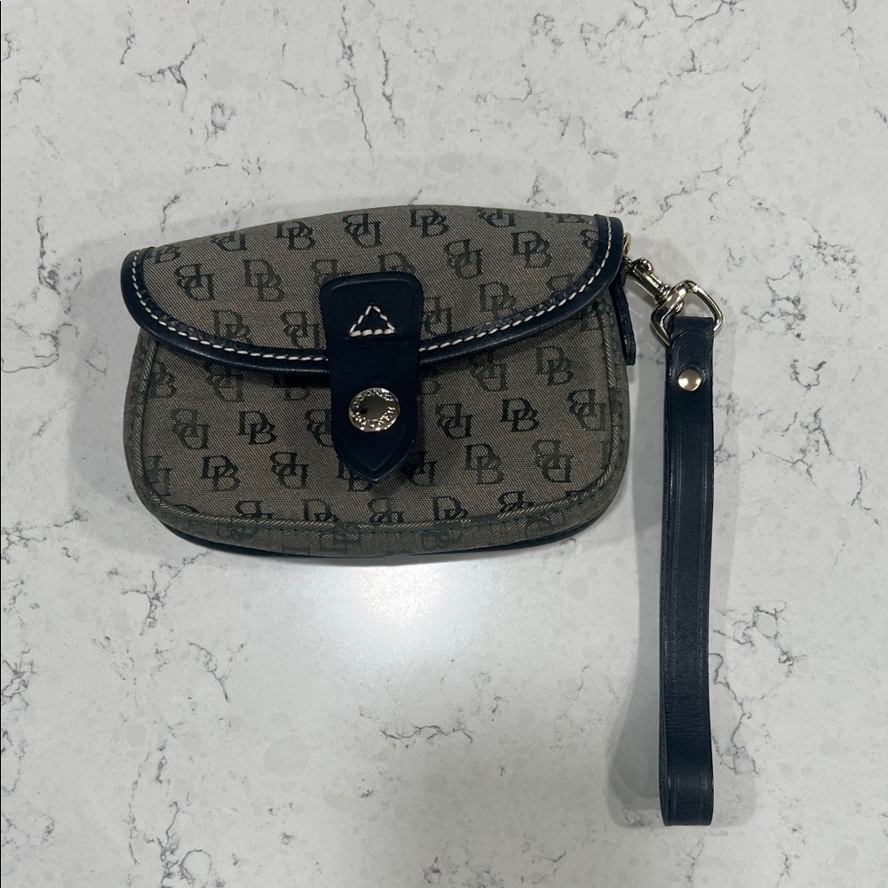 Dooney & Bourke Navy and Gray Monogram Wristlet